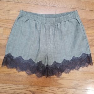 GOLD TOUCH Plaid Wool Blend 4 Pocket Lace Shorts